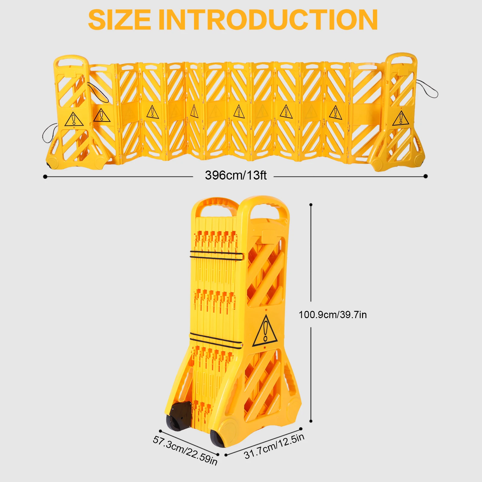 13 Foot Expandable Barricade Gate with Wheels Retractable Driveway Fence Gate for Crowd Control Industrial Or Residential Use