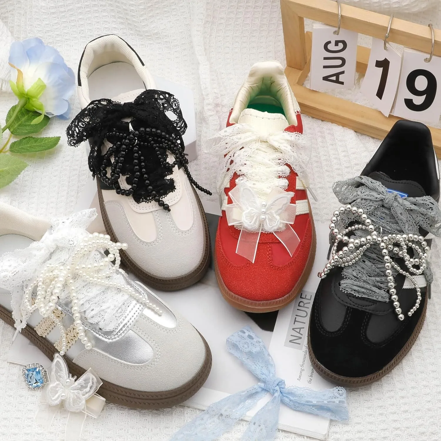 1 Paar Seiden-Spitzen-Schnürsenkel für Mädchen, bunte flache Schnürsenkel, weiß, schwarz, lässige Seil-Schnürsenkel für Schuhe, Zubehör, Breite 3 cm – Detail 16