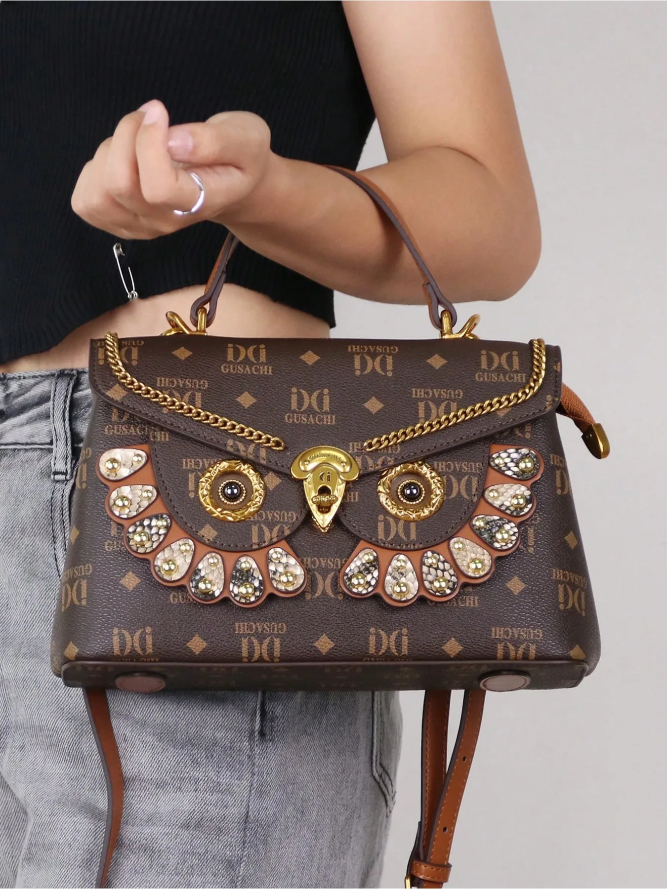 

Fashionable vintage owl-shaped personalized creative design women's bag versatile hand-held Boston bag