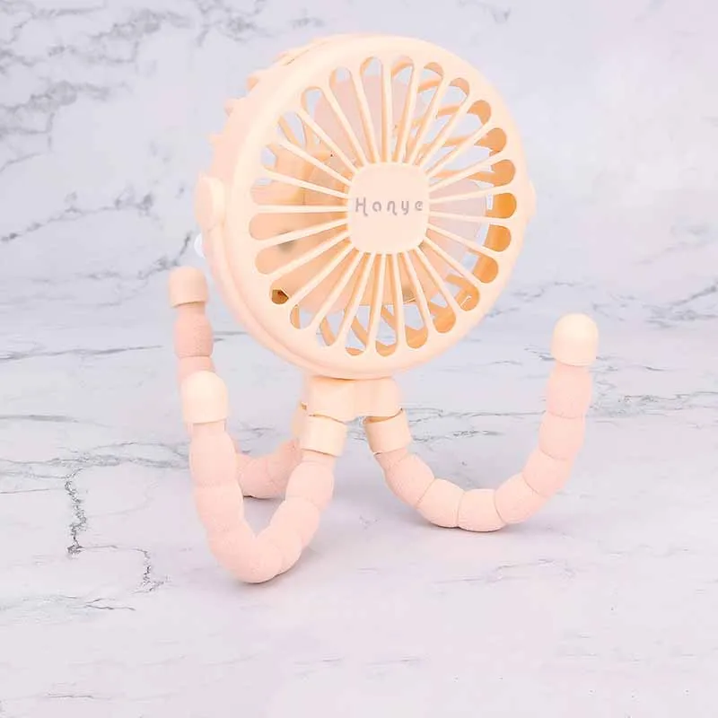 New Portable Mini Fan Can Be Hung Can Stand Can Be Wound Three Wind Students Outdoor Desktop Fan LED Night Light USB Charge Fan