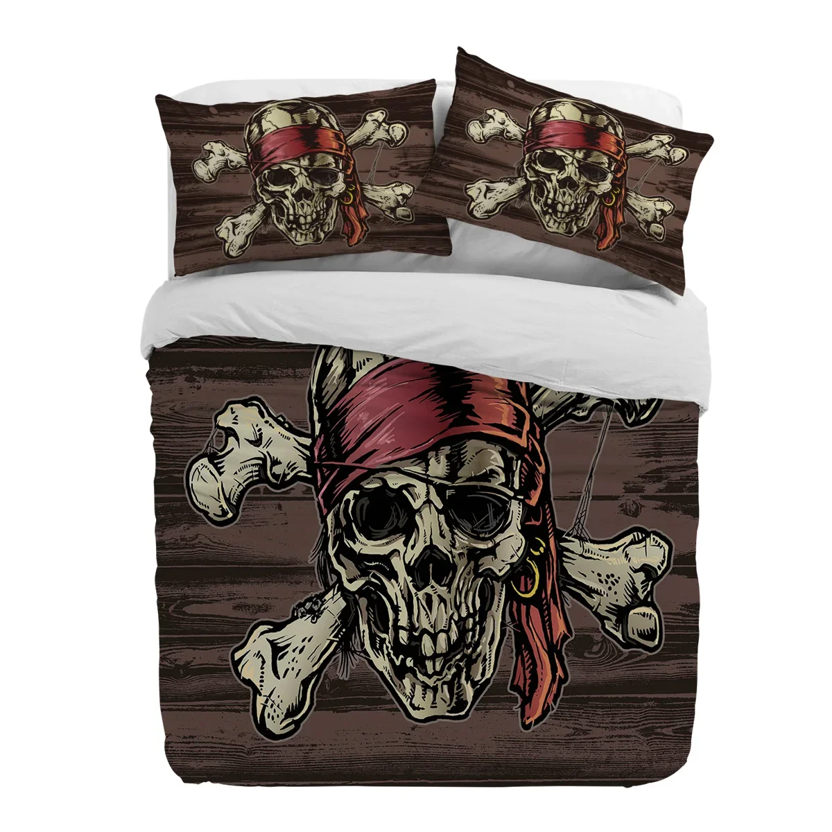 Pirate Skull Vintage 3pcs Duvet Cover Set with Pillow Case Double Comforter Bedding Set Quilt Cover Couple Bed