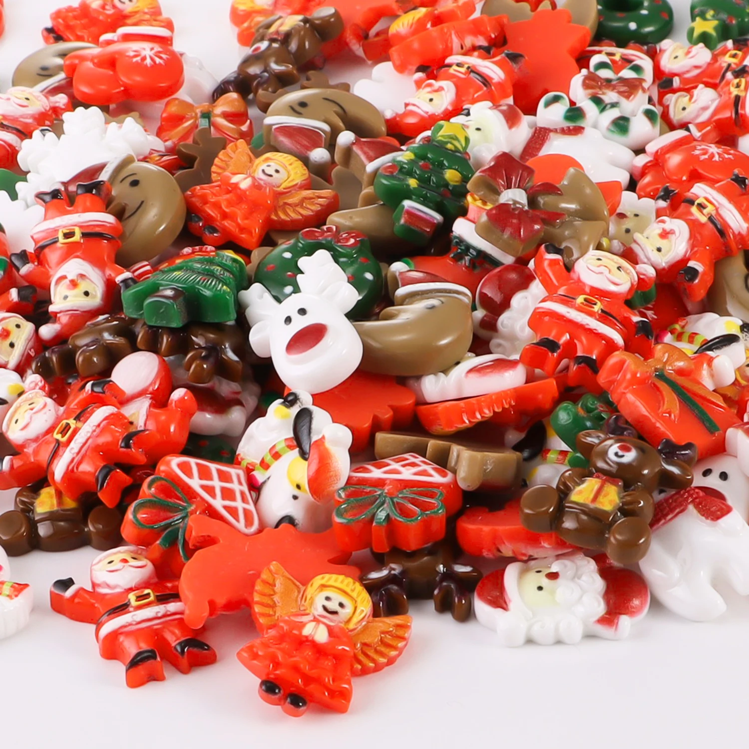 30pcs Mix Designs Resin Flatback Cabochon Christmas Miniature Art Supply Christmas Decorations for Home