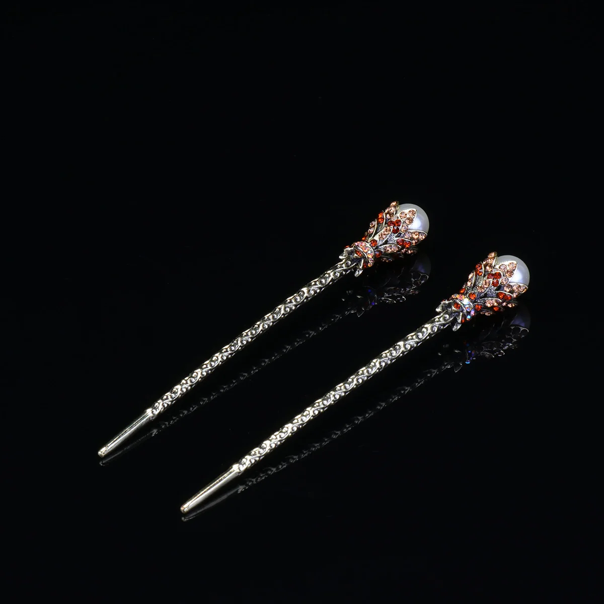 

2pcs Rhinestone Vintage Hairpins Bridal Wedding Accessory Ancient Bronze Hair Sticks Fashion Design Retro Unique Toppers DIY