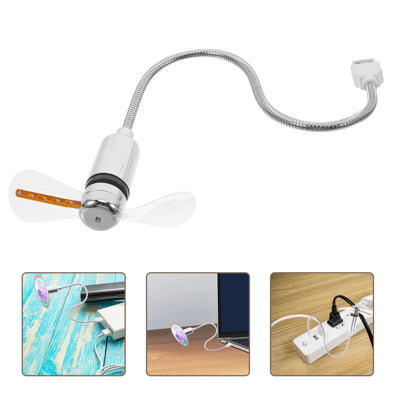 

Rgb Led Usb 41Cm Silver Mini Portable Cooling Fan For Desktop Laptop No Setup Rechargeable Handheld Gift Men Mini Usb Fan