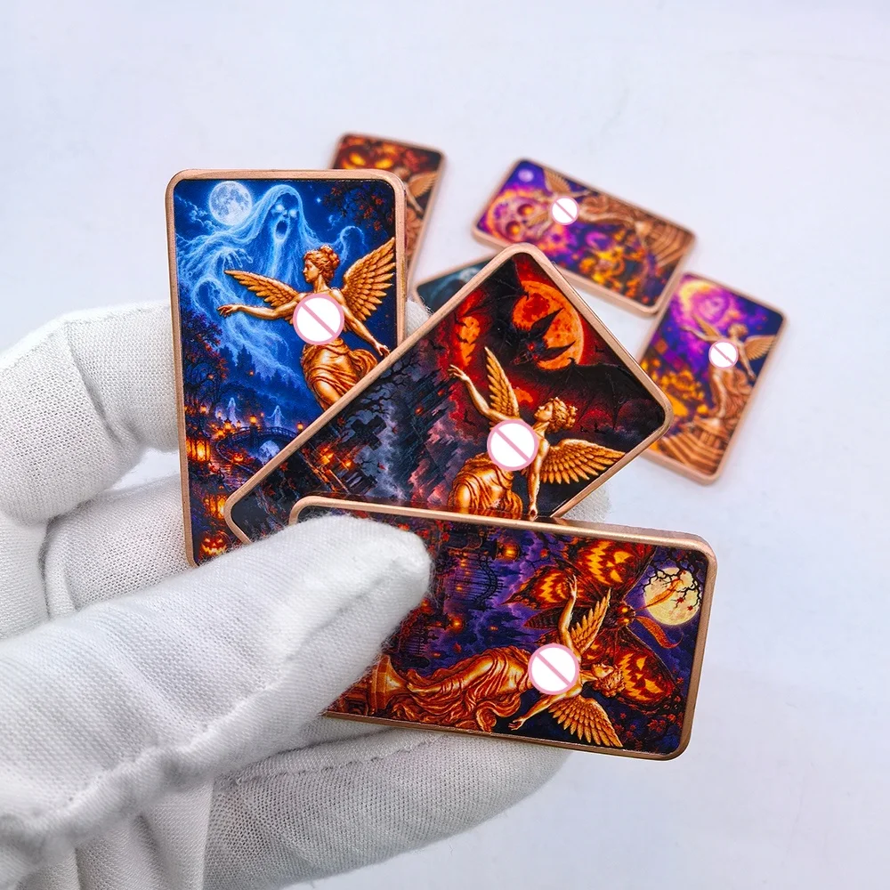 7 Types 1 OZ .999 Fine Copper Winged Angel Commemorative Bar Halloween Themed Skeleton Crow Castle Pattern Collectible Art Gift