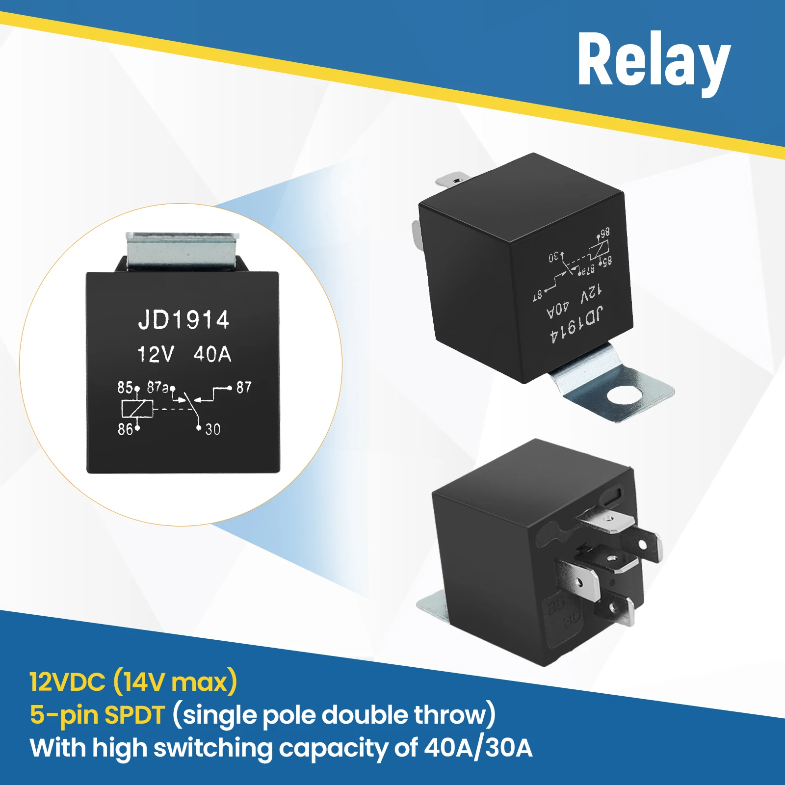 5 PIN 12V Relay with Harness Long Enough SPDT Relay Switch Electrical 12 Volt Relay Automotive Relays Easy to Install Car Relay