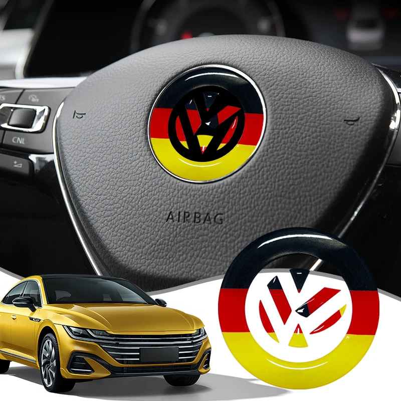 Germany Style Car Steering Wheel Emblem Badge Sticker Decor Decals For VW Volkswagen Golf 6 7 Polo CC Tiguan Passat Accessories