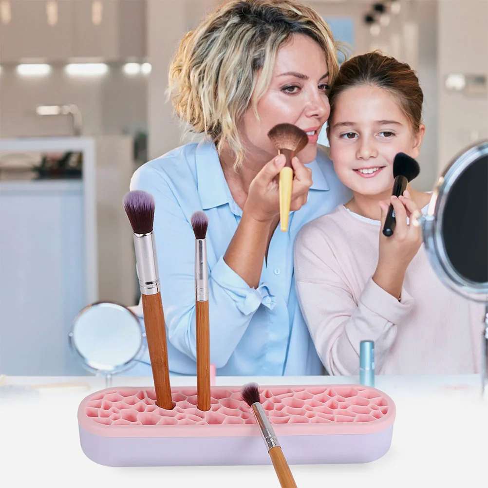 

2Pcs Makeup Brush Storage Box Silicone Rack for Beauty Tools Lipstick Holder Large Capacity MultiSlot Desk ganizer
