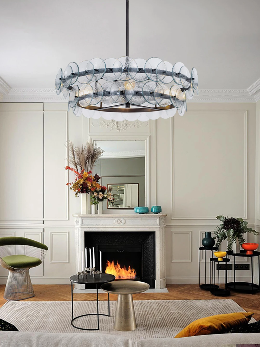 Murano Collection Round Linear E14 Dimmable LED Chandelier