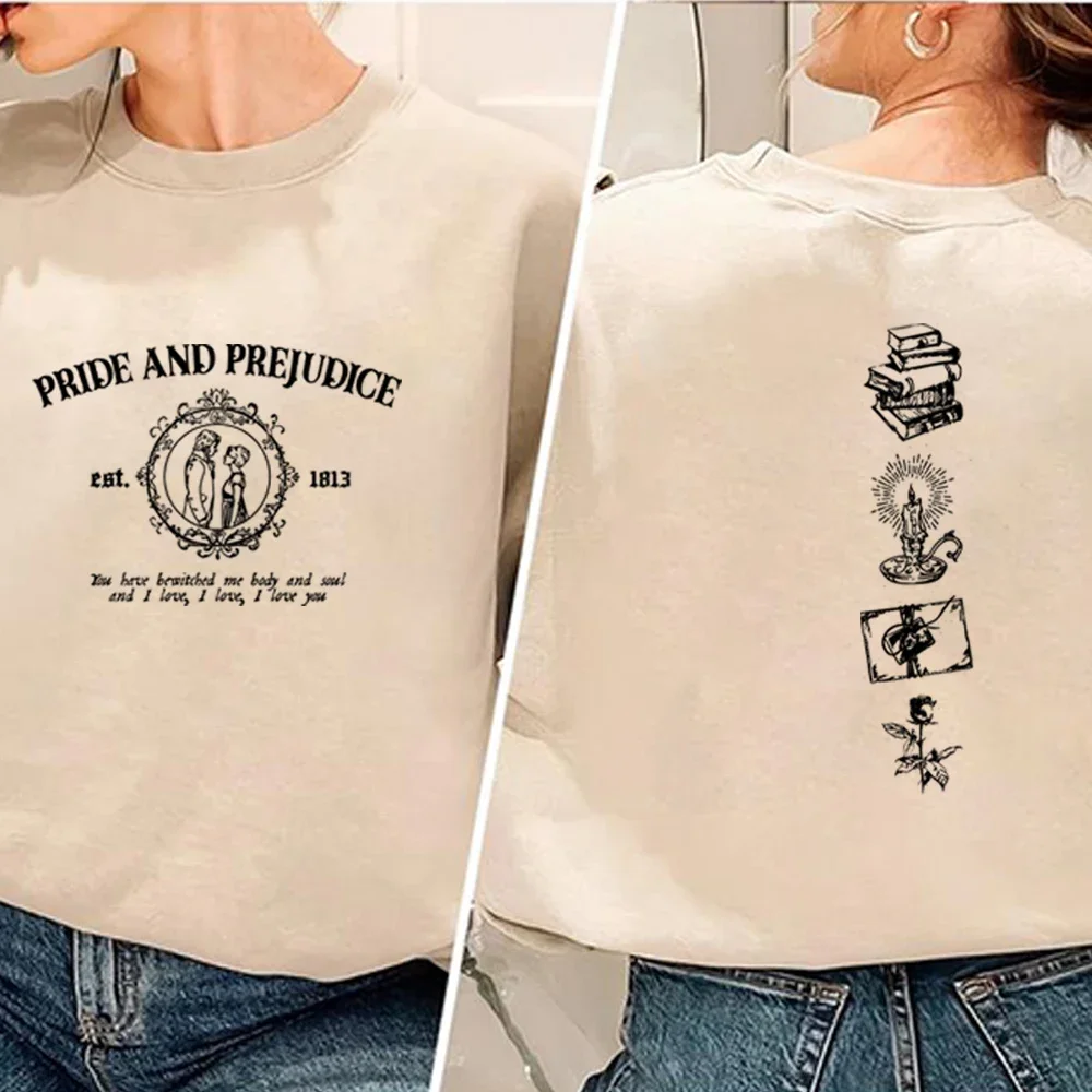 الجمالية جين أوستن البلوز فخر وتحامل يقتبس البلوز الروايات الرومانسية هدية قمصان كتاب عاشق ملابس الشارع الشهير غير رسمية #2