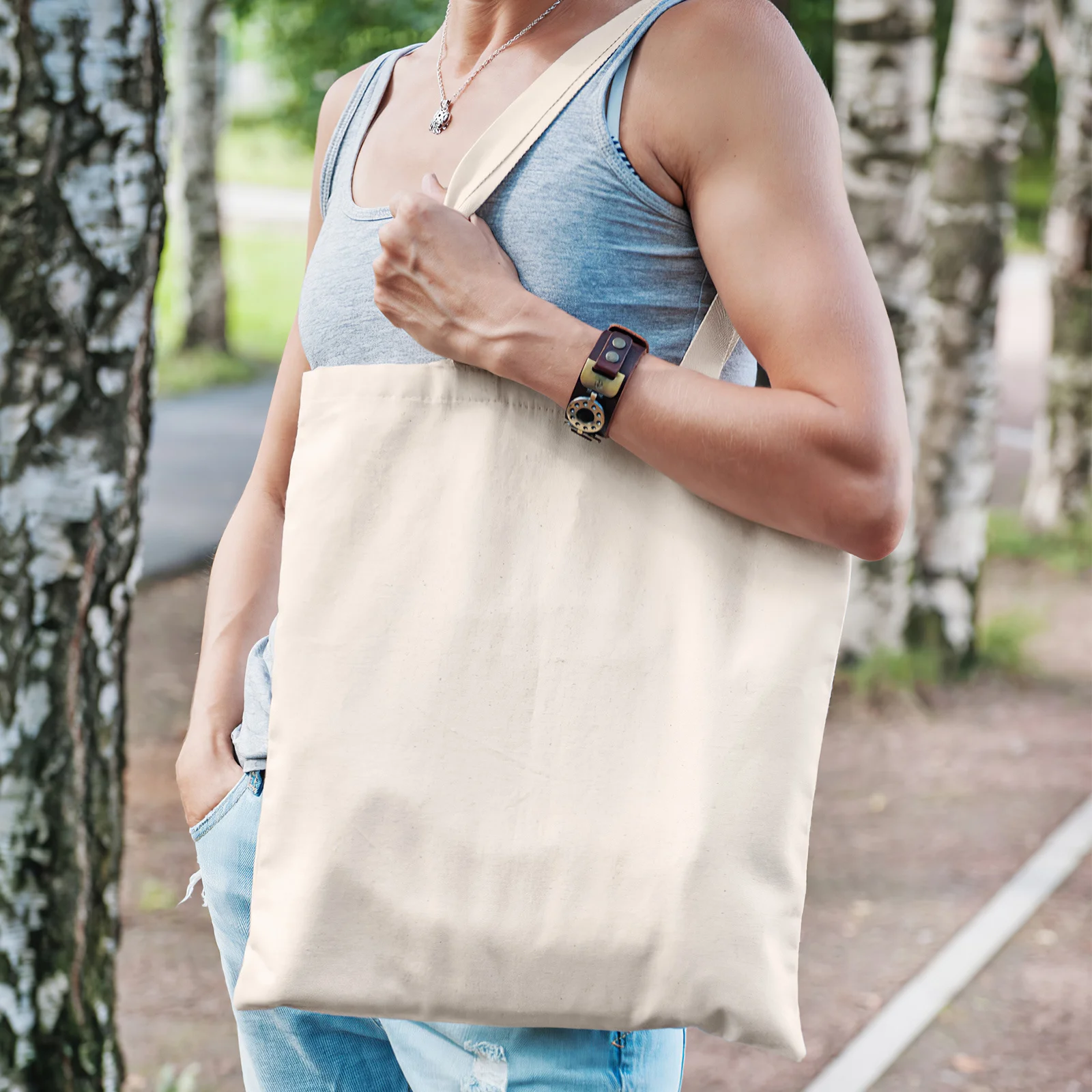 

4Pcs Canvas Tote Bags Large Capacity Blank Shoulder Bags Multipurpose Craft Bag for Grocery School Work Casual Shopping