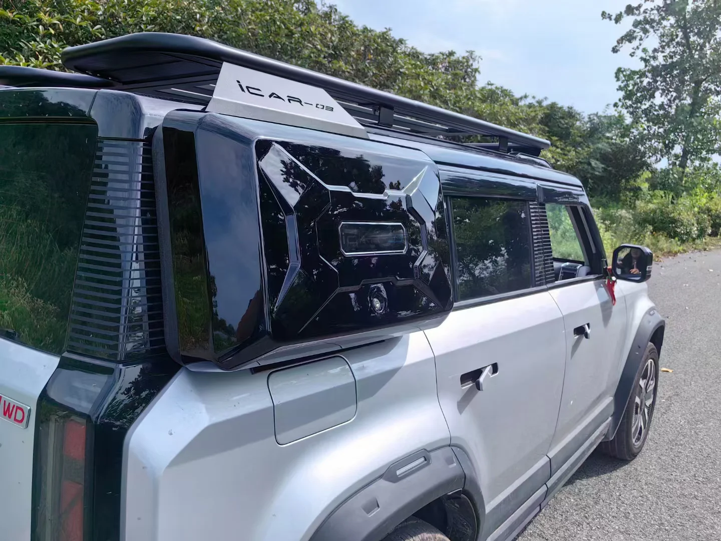 For New Chery ICar 03 Aluminum Black Exterior Modification Auto Parts Kit Roof Climbing Ladder Side Box Luggage Roof Rack Car