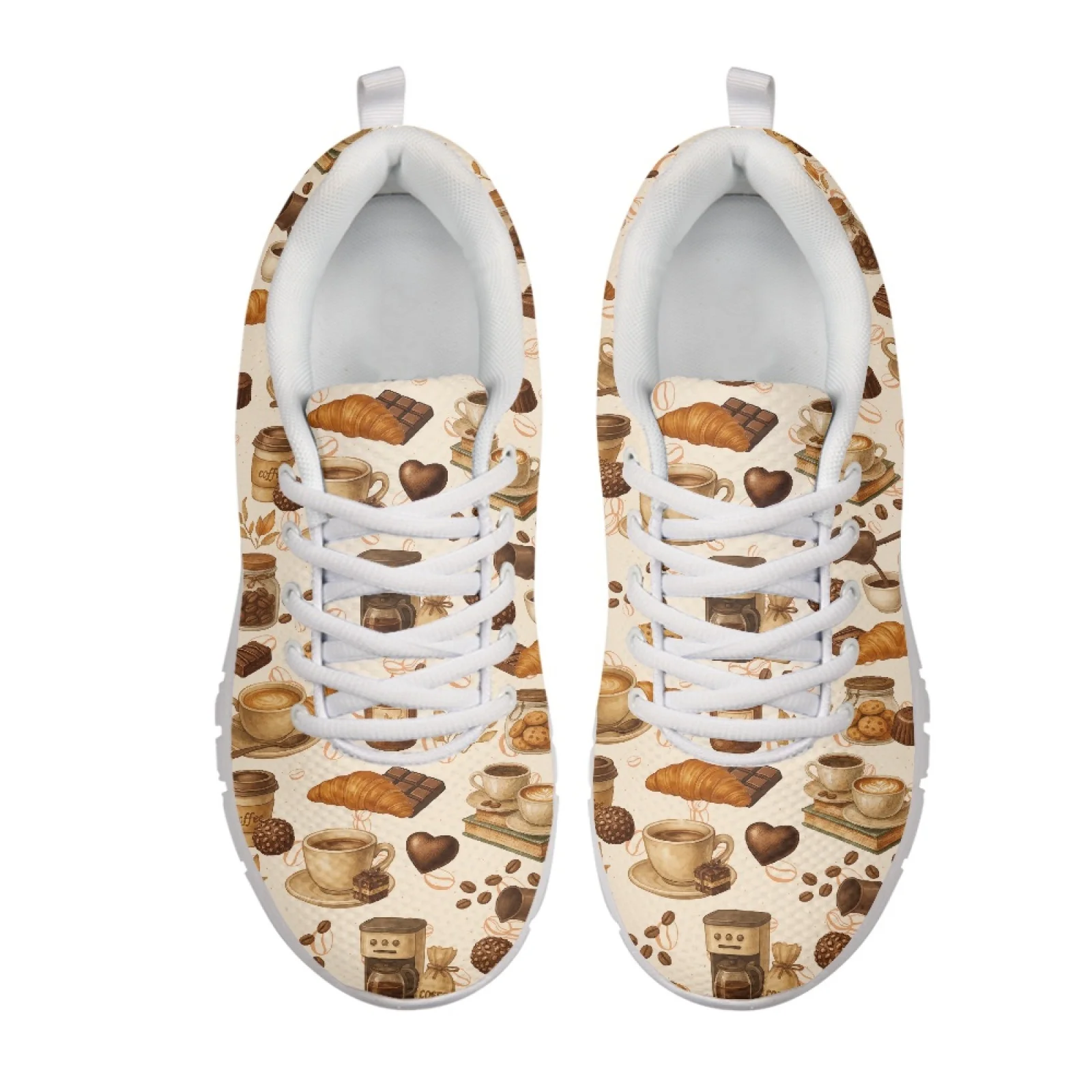 Coloranimal Coffee Dessert Soft Training Athletic Sport Shoes for Women Mesh & EVA Sole Sports Tennis Shoes New Arrival