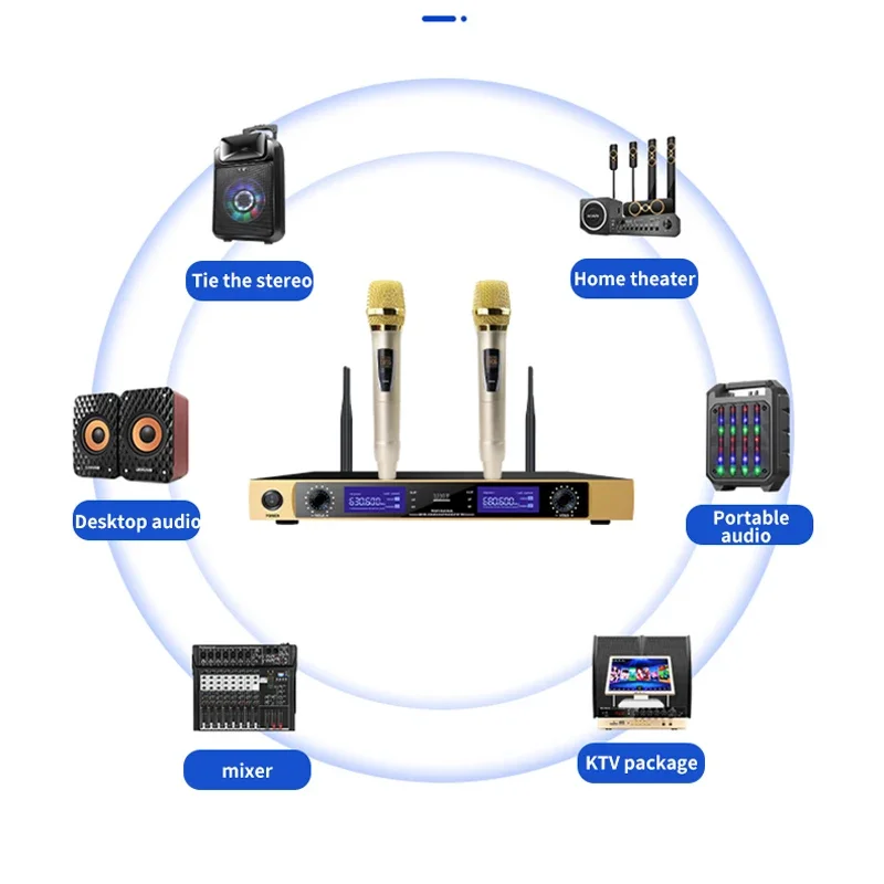 Factory Price Live Show Use Microphone Dual Channel Uhf Professional Wireless Microphone