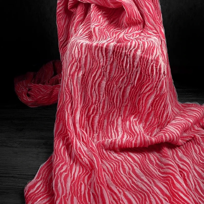 

Red 3D Texture Reconstructed Special Wool Yarn Autumn Creative Designer Outerwear Coat Sewing Accessories Material Wholesale