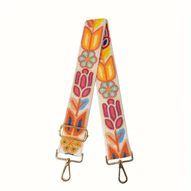 

Adjustable Crochet Flower Guitar Strap For Handbags, ColorfulCrossbody Shoulder Replacement Strap, Artisan Purse Accessory