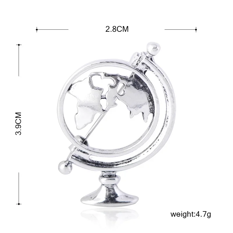 BLUCOMEBlucome Fashion Globe World Map Shape Brooches Gold Silver Color Maps Clothes Collar Clip Women Men Earth Travel Souvenir