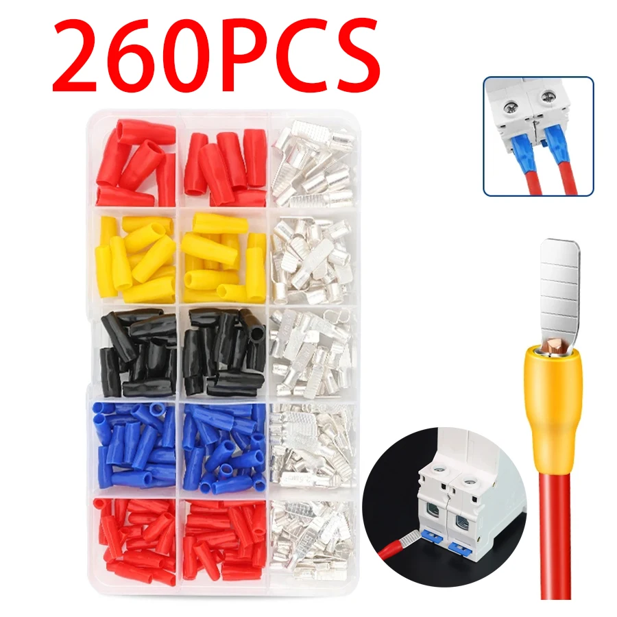 260pcs boxed C45 1.5~10mm² Pin Lug Circuit Breaker Non Insulated Copper Pin Terminals Ready Stock Fast Shipping