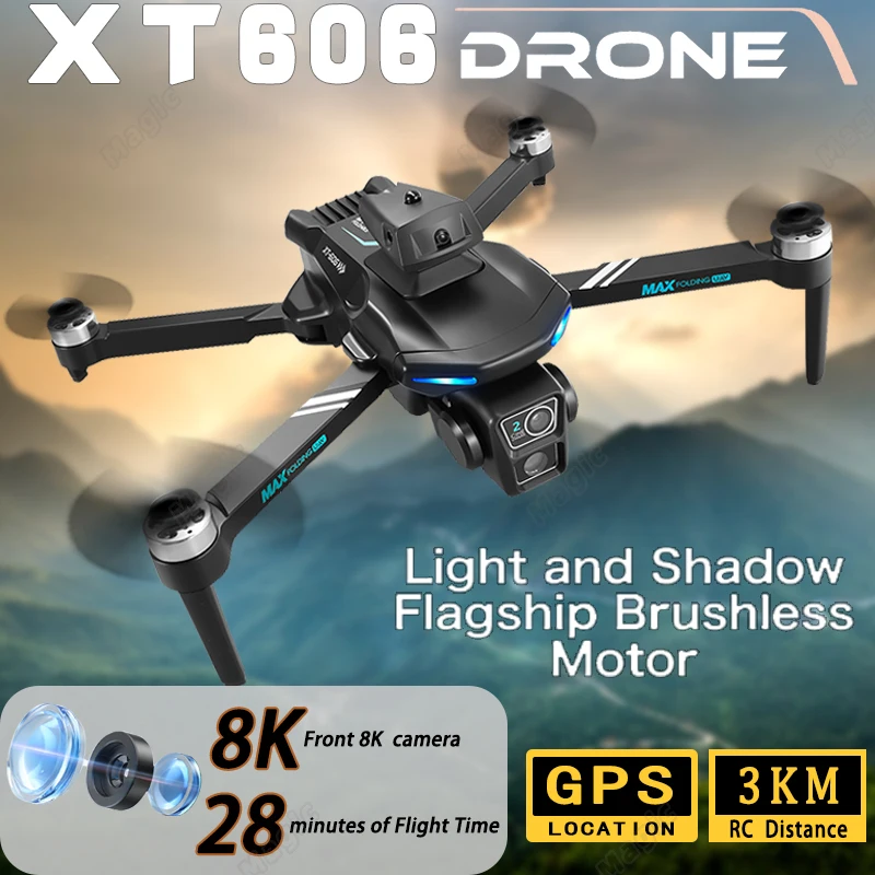 Nowy XT606 Mini RC Drone 8K kamera HD FPV składane profesjonalne zdjęcia lotnicze Quadcopter WIFI helikopter samolot prezenty zabawki