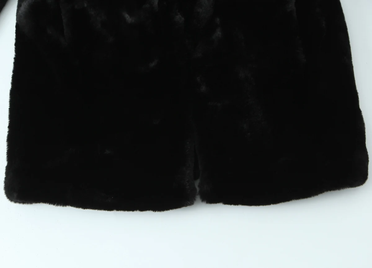 معطف BSAY بتأثير الفرو الاصطناعي للنساء موضة خريف وشتاء جديد متين بأكمام طويلة معاطف بأزرار مخفية وطية صدر السترة سترة Mujer