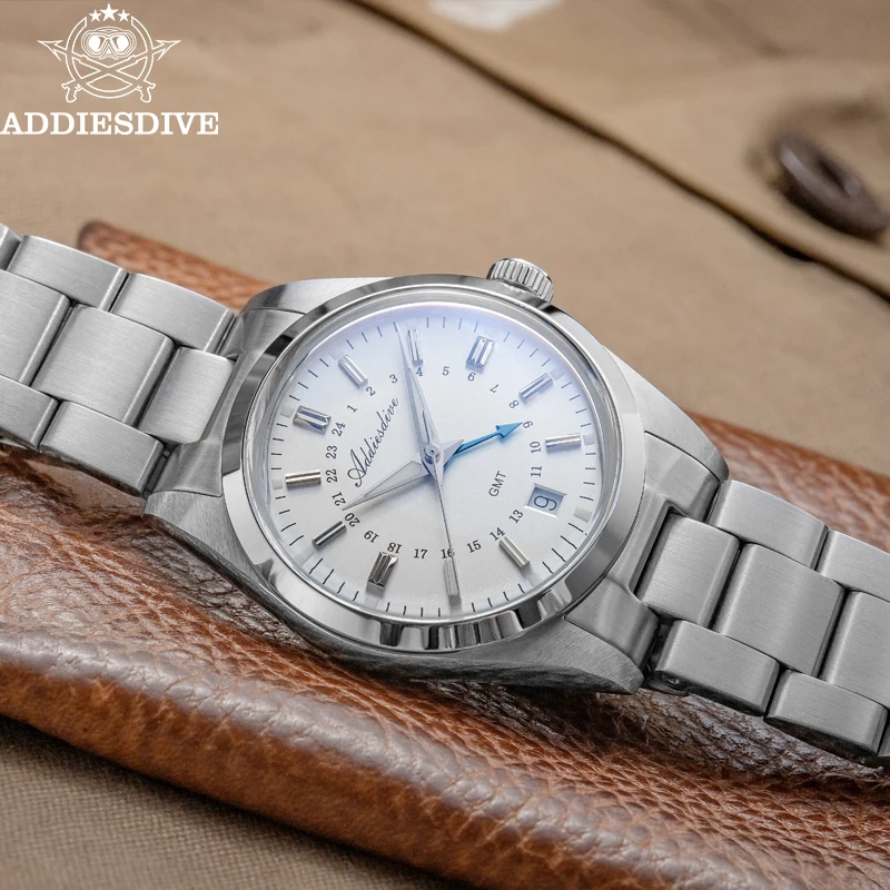 ADDIESDIVE montres analogiques pour hommes étanche bulle miroir verre acier inoxydable BGW9 montres à Quartz lumineuses cadran Beige montre-bracelet