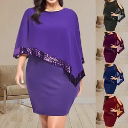 Lady Chic Party Plus Size Sexy Irregular Design Bag Hip Dress Women Off-shoulder Sequin Fashion Oversized Chic Elegant Vestidos