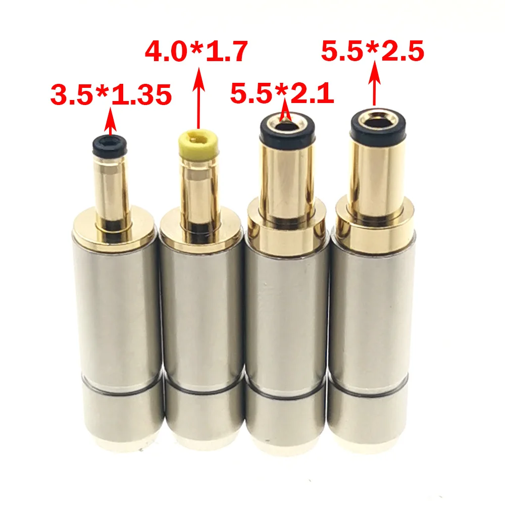 1szt DC 5.5x2.5 5.5x2.1 4.0x1.7 3.5*1.35 mm DC Power Jack Wtyczka męska Miedziana obudowa Pozłacana do linii spawalniczych DIY