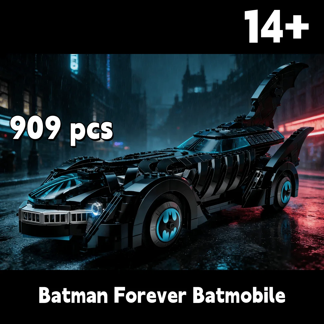 

Конструктор FIT 76304: Знаменитая серия суперкаров из фильмов, альтернативная модель Бэтмобиля, 909 деталей, игрушки, подарки на день рождения для детей