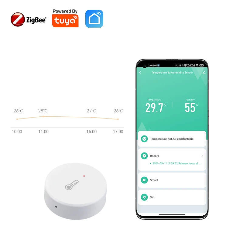 Tuya Zigbee Temperatura e Umidade Sensor Termômetro Interior Higrômetro em Tempo Real Monitor Funciona com Alexa Google Assistant