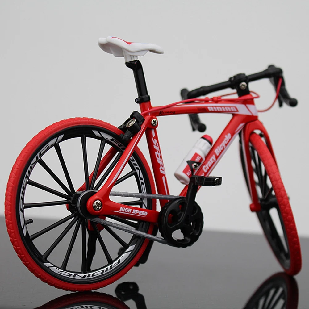 1:10 Alloy Bicycle Model Diecast Metal Finger Mountain Bike Curved Handlebar Bike Adult Collectible Children Toys,Red