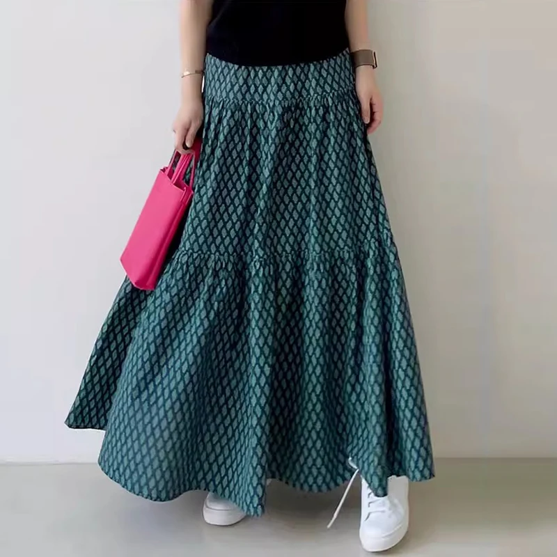 

SuperAen 2024 Korean Chic Spring Summer Vintage Contrastive Design High Waist Casual A Line Skirt