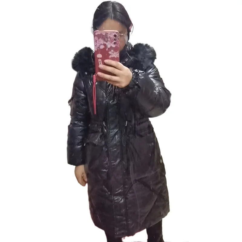 Cotton-padded Versatile and Bright Thickened Leave-in Women's Medium Long Winter Korean Version of The New Cotton-padded Jacket