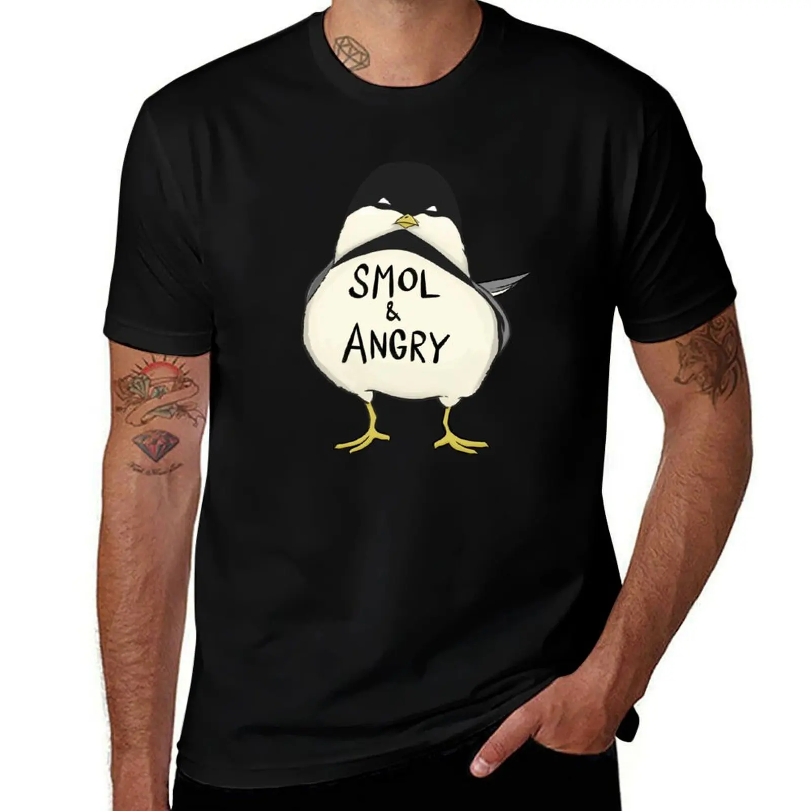 Smol and Angry Chickadee T-Shirt heavyweights graphic t shirts vintage t shirt men