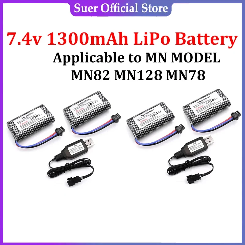 MN82 zdalnie sterowana oryginalna bateria samochodowa MN128 MN78 MN99S MN168 7.4V 1300mah bateria oryginalna ładowarka LC79 MN MODEL