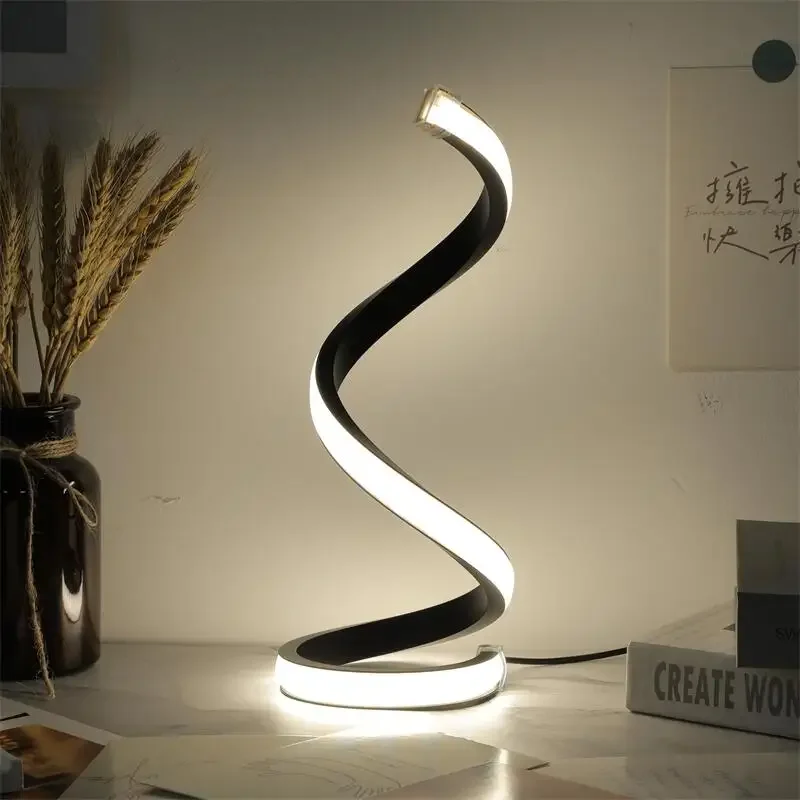 1Pc LED Spiral Table Lamp Modern Three Speed Dimming USB Power Button Switch Bedroom Decorative Table Lamp Nigth stand Crow lamp