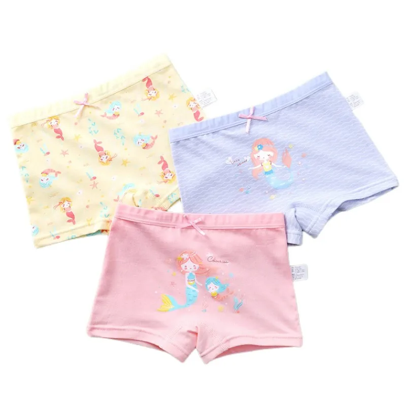 Children Pure Cotton Briefs Boxers 3pcs/Pack Size 3-15T Teen Girls Underwear Bright Color Prints Kids Quality Underpants