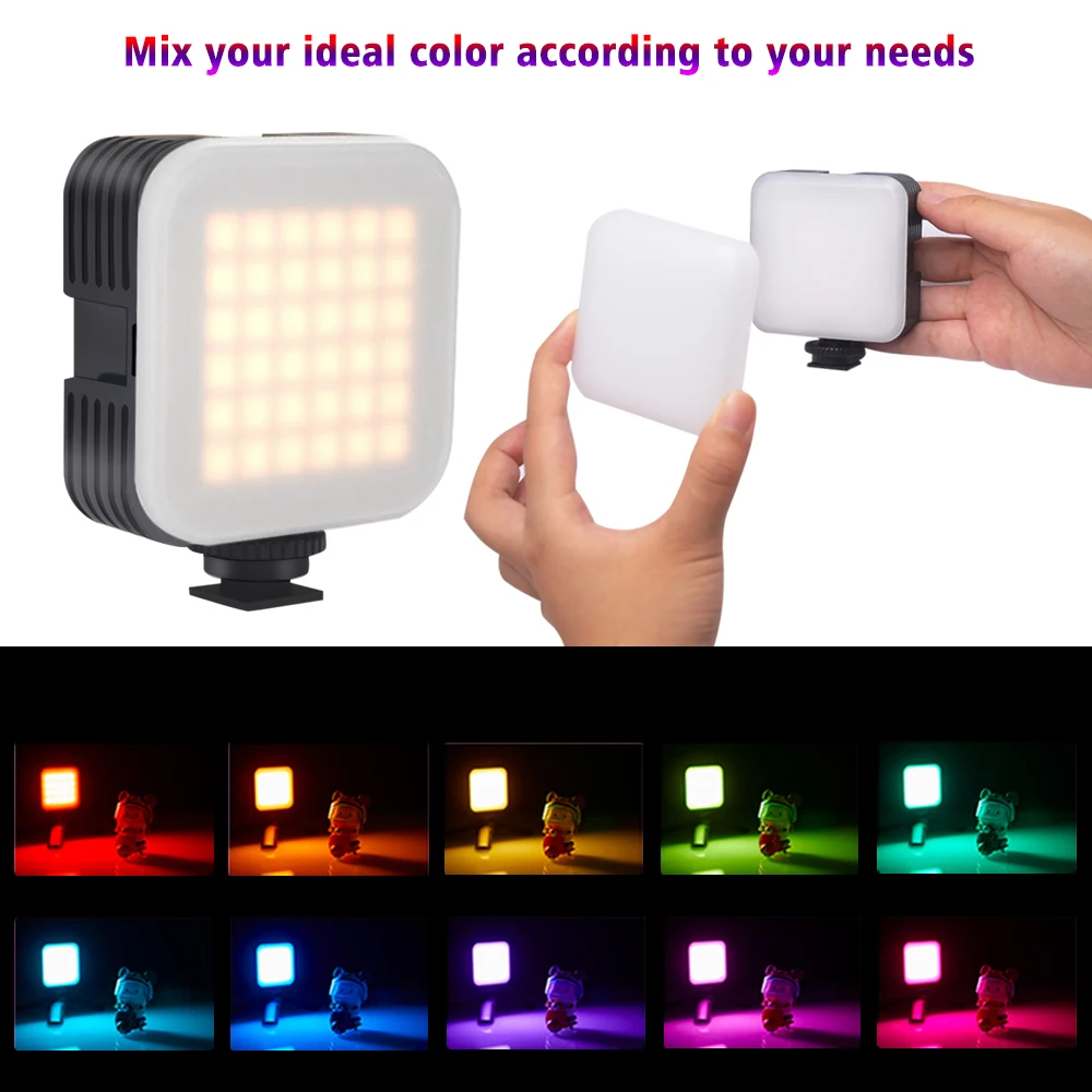 Mcoplus mini RGB كامل اللون LED الفيديو الضوئي إضاءة الكاميرا التصوير ملء الضوء مع 3 حذاء بارد 2500-9000K 2000mAh CRI95 +