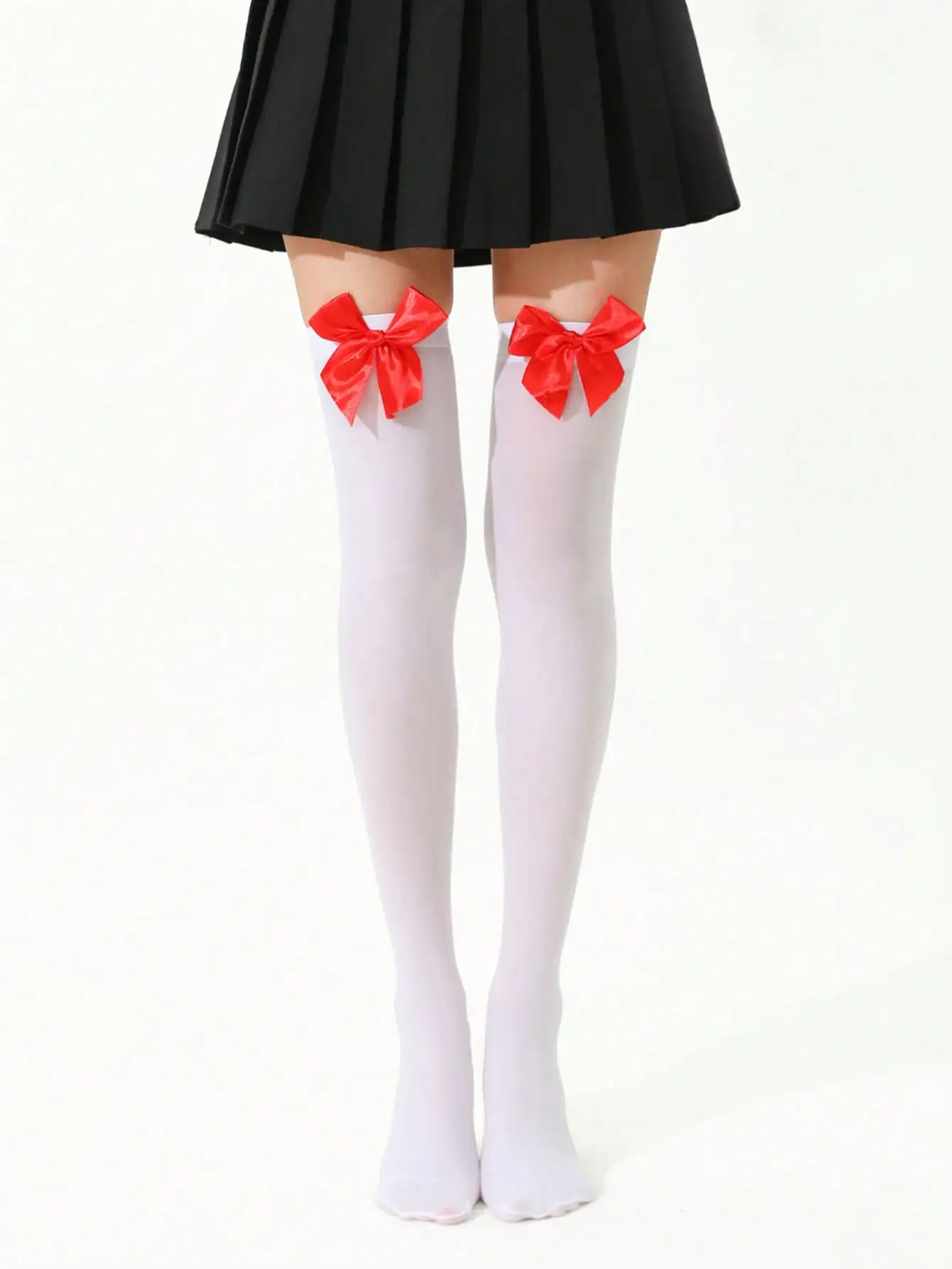 

Женские чулки-ботфорты с красным бантом, мягкий полиэстер, стиль Y2K для косплея и праздников