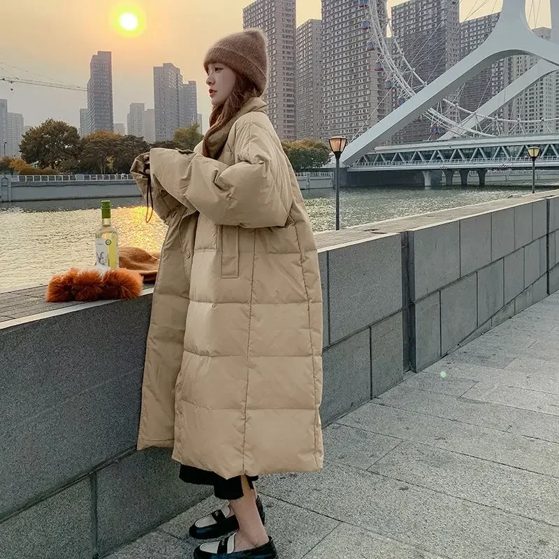 

Women 2024 Winter New Thicken Warm Down Coats Female Long Loose Casual Overcoats Ladies Oversized White Duck Down Jackets Q864