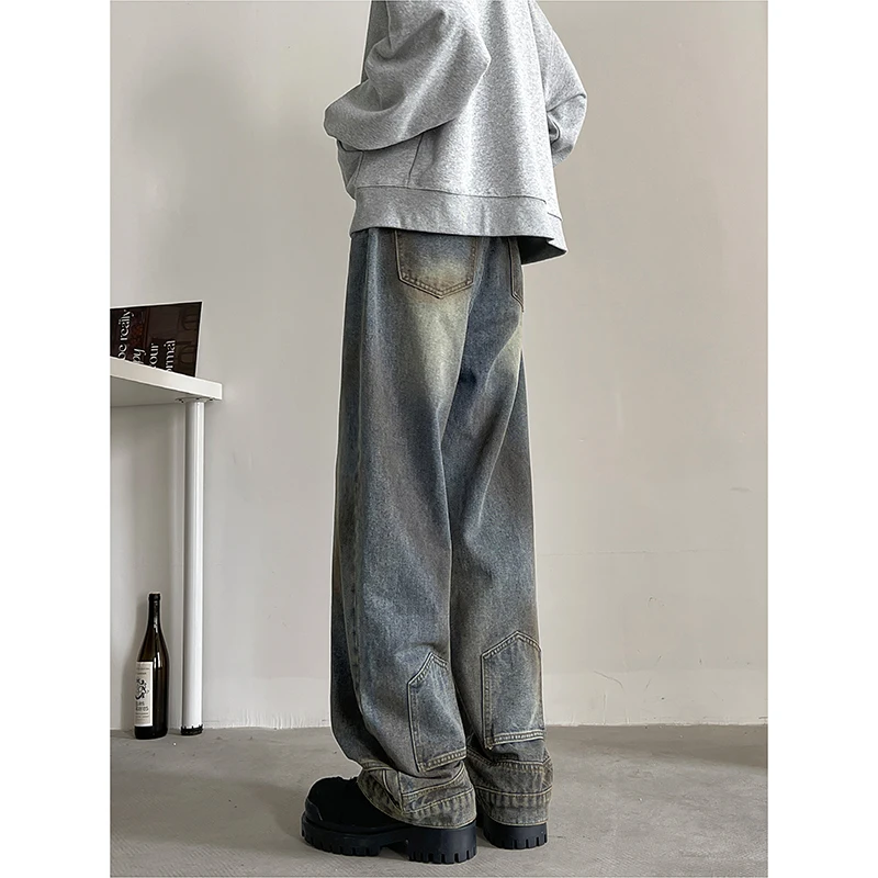 M-XXXL Vintage Men's Washed Denim Jeans American Style Loose Fit Straight Leg Casual Pants for Streetwear & Daily Wear Clothing