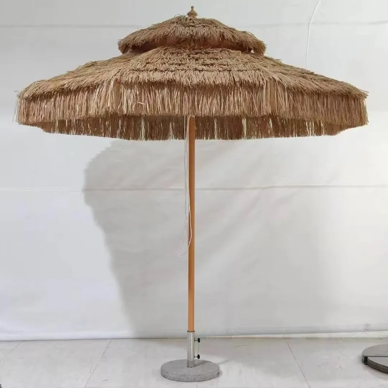 Custom Strong Aluminum Folding Umbrella Easy Open Waterproof Anti-UV Beach Resort Parasol Industrial Hot Sale Outdoor Garden
