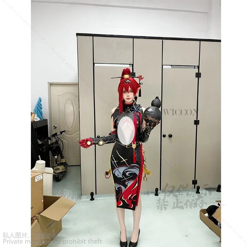 Nieuwe game wuthering golven anime yintin cosplay kostuum pruik jurk uniform oorbellen hoofddeksels cheongsam Jinzhou Halloween vrouwen cos