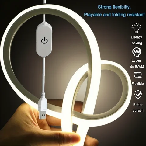 LED Strip Neon Light USB DC 5V Dimmable Touch Sensor Switch Flexible Silicone Neon Sign Tape Waterproof For Outdoor Room Decor