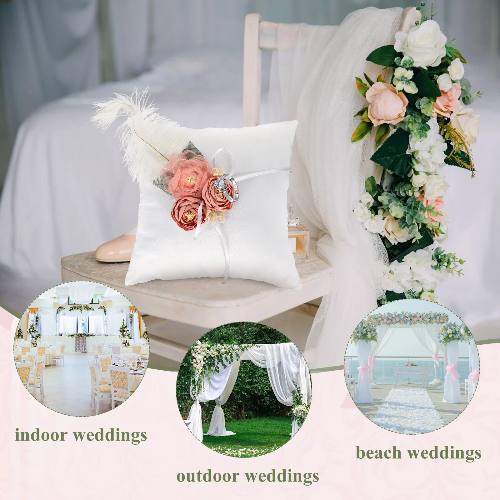 

Ring Pillow Holder for Wedding Ceremony Western Style Band Cloth Bearer Bride Pillows The Rings
