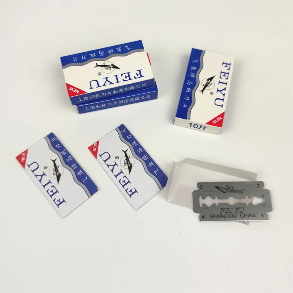 50 قطعة الفولاذ المقاوم للصدأ حافة مزدوجة شفرات حلاقة الرجال الحلاقة للحلاقة الرجال شفرة المهنية الحلاق الحلاقة أداة تهذيب اللحية #6