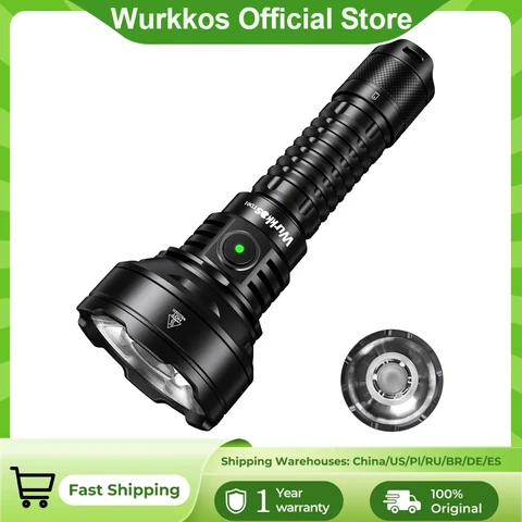 Lanterna Tática Wurkkos TD01 2200Lm 21700 Recarregável com Iluminação de Ultra Longo Alcance (1039m) e Interruptor Traseiro