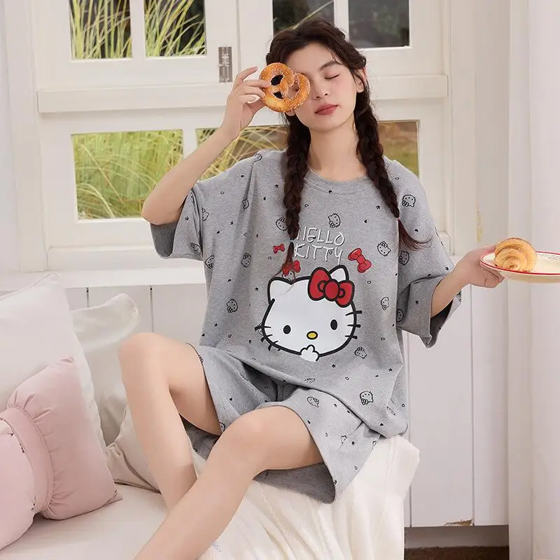 

Anie Kawaii Student Summer Pajama Set Women's Casual Loose Short Sleeve Shorts Home Clothes Comfortable Two Piece Set Breathabl