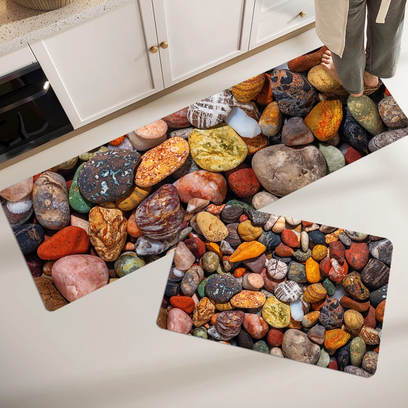 3D Color Cobblestone Stone Area Rug Carpet Rug for Living Room BedRoom Decoration Kitchen Doormat Bathroom Anti-slip Floor Mat