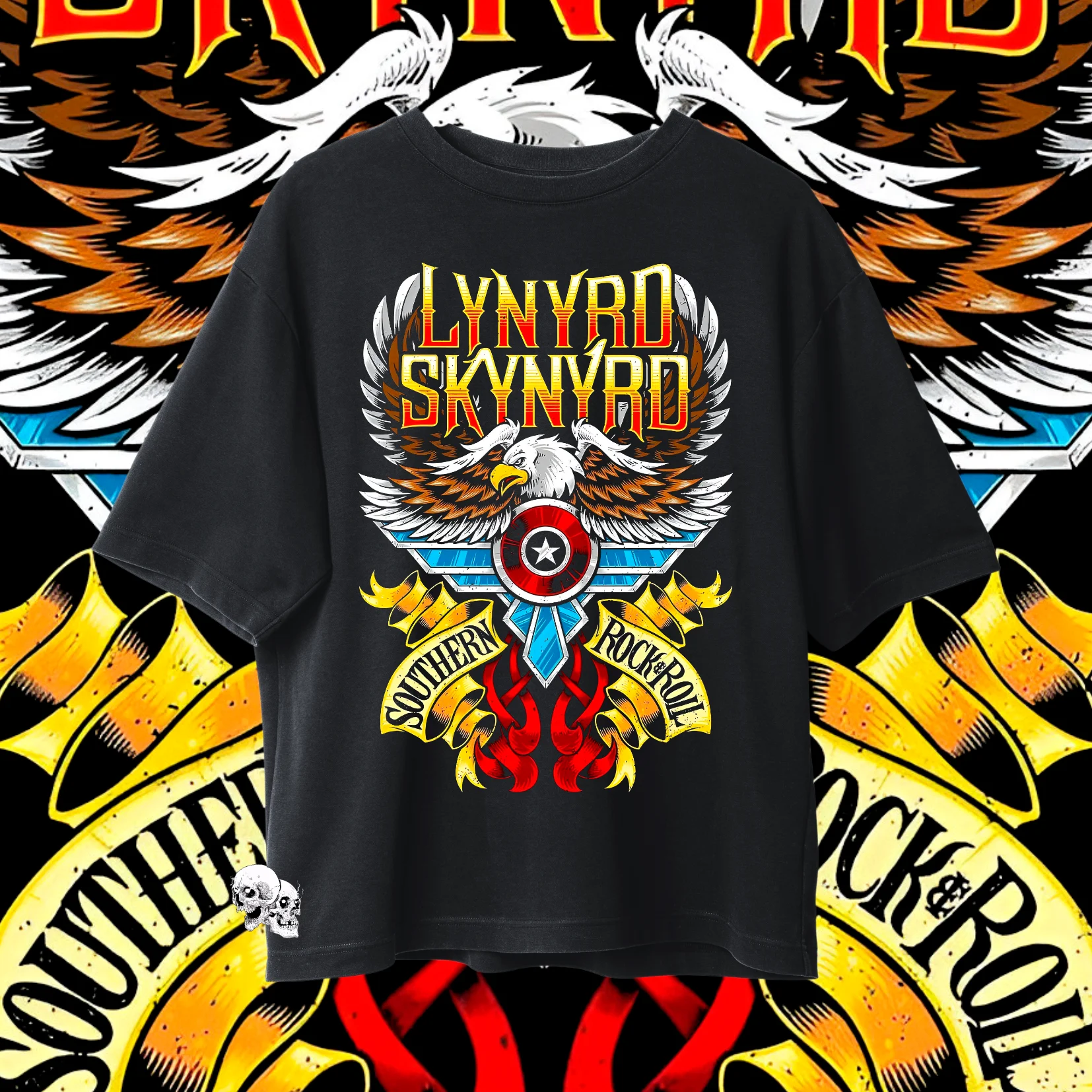 Camiseta vintage Y2k com gola redonda e Lynyrd Skynyrd 50th Tour Gráfico inspirado em criativo com arte musical para fãs unissex
