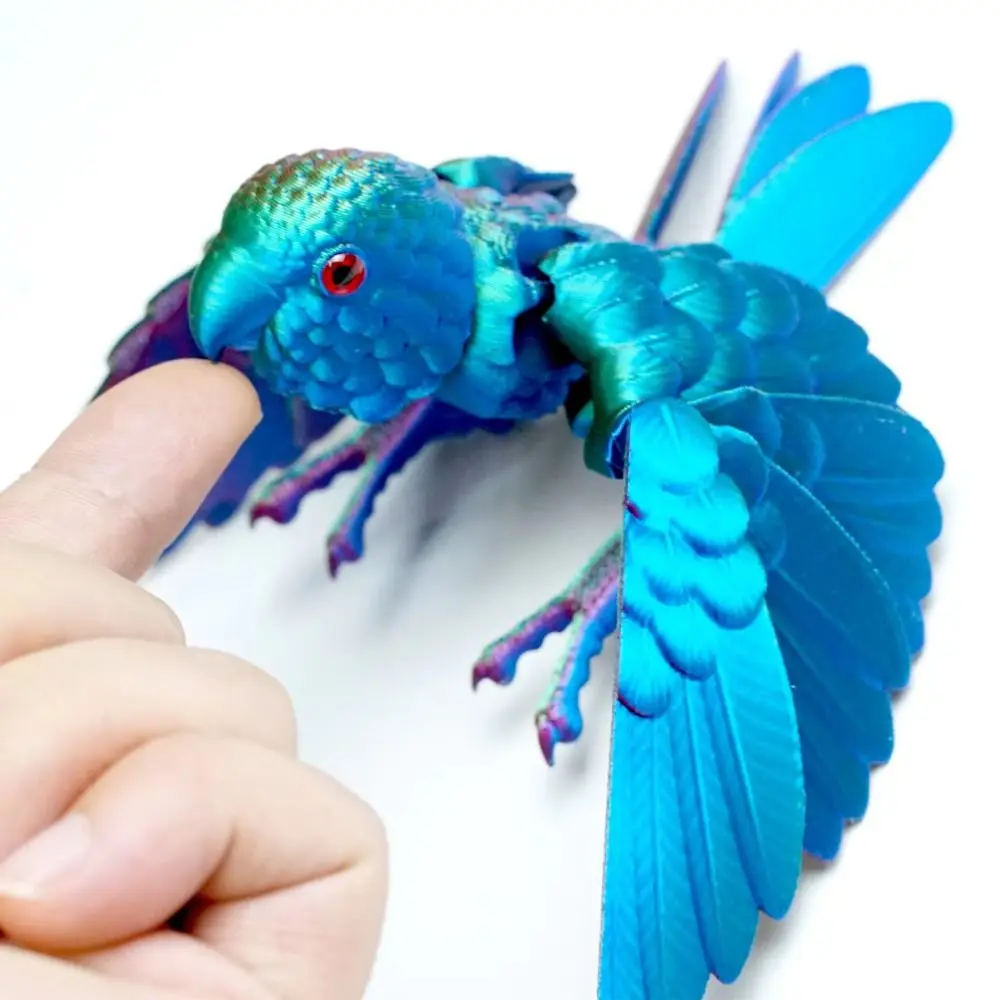 محاكاة العين 3D المطبوعة الببغاء نموذج تألق الليزر 3D المطبوعة الببغاء الحيوان Poseable المفاصل للتدوير